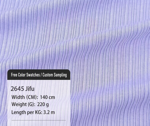 2645 <span class=keywords><strong>Jifu</strong></span> 220gsm Glatter Rippstrick-Jerseystoff 65% Superfeine Denier-Faser 35% Reine Baumwolle 140cm Breit für Mädchenbekleidung - Product Image 1