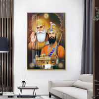 Peinture en porcelaine cristal moderne et portrait d'art mural peinture encadrée Gobind Singh Ji Art mural décor à la maison