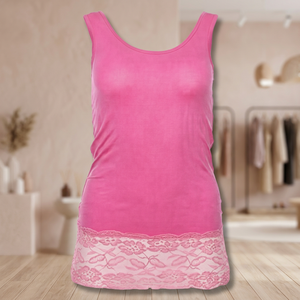 เสื้อกล้ามผู้หญิงผ้าริบเนื้อนุ่ม แต่งขอบลูกไม้ 95% คอตตอน 5% สแปนเด็กซ์ ระบายอากาศดี ดีไซน์เซ็กซี่ เหมาะสำหรับใส่ไปเที่ยวคลับ ฤดูร้อน คอกลม น้ำหนัก 260 กรัม - Product Image 3