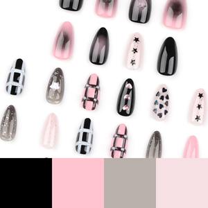 ชุดเล็บปลอมรูปหัวใจไล่สี 12 ชิ้น/ชุด พร้อมโบว์และดาว สำหรับตกแต่งเล็บนิ้วมือ  ออกแบบสำเร็จรูปพร้อมกาว ขายส่ง 3248 - Product Image 4