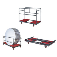 Carrito de Transporte Plegable con Marco de Hierro y Ruedas, Tapete Antideslizante Rojo, para Banquetes, Hoteles, Restaurantes y Servicios de Catering