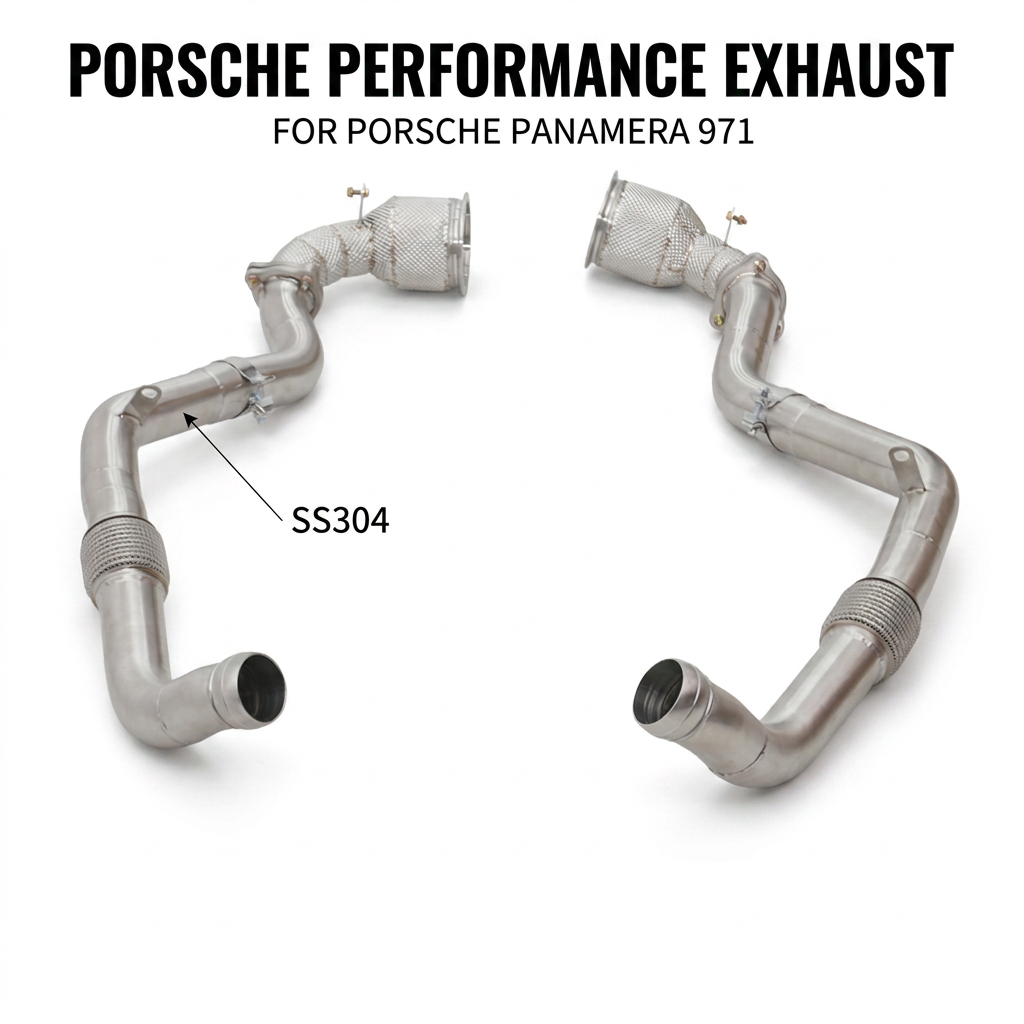 VantaFlow Front Pipe With Catalyst Downpipe Exhaust System for Porsche Panamera 971 2.9T 2017-2026 Performance Exhaust With Heat Shield
