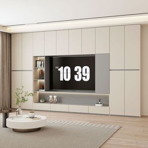 Meubles TV <span class=keywords><strong>de</strong></span> luxe modernes en bois, ensemble <span class=keywords><strong>meuble</strong></span> TV et table basse pour salon, unité murale TV - Product Image 1
