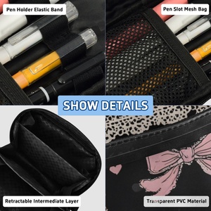 Pochette de papeterie personnalisée avec imprimé nœuds mignons et fermeture éclair, trousse scolaire, étui à crayons, organisateur d'accessoires essentiels pour le sac à dos des enfants - Product Image 4