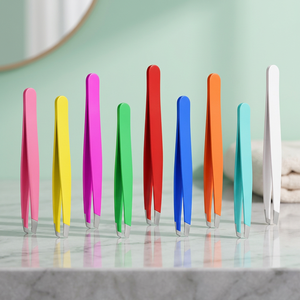 Juego de Pinzas para Cejas de Acero Inoxidable, Punta Puntiaguda, Inclinada, Duraderas, Estilo Moderno, 8 Colores - Product Image 3