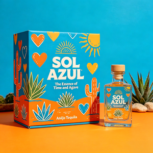 Boîte d'emballage de détail pliable en carton artisanal de luxe avec gaufrage à chaud doré pour Tequila <span class=keywords><strong>Anejo</strong></span> Blue Agave - Product Image 2