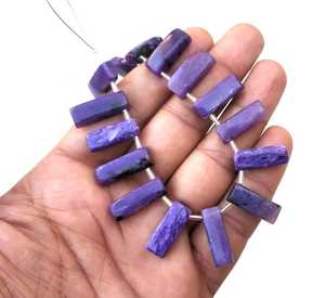 Gema de Charoite Natural, 15 piezas, cuentas de forma rectangular lisa, fabricante al por mayor, alta calidad, 2022 - Product Image 4