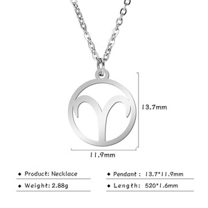 Collier Pendentif en Acier Inoxydable Argenté Anti-ternissement, 12 Signes du Zodiaque, Astrologie, pour Femme, Vente en Gros - Product Image 2