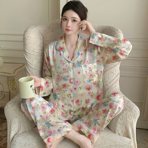 Pijamas de Satén de Lujo para Mujer, Ropa de Dormir con Estampado de Puntos, Ropa de Casa de Satén, Ropa de Dormir con Estampado de Leopardo, Pijama de 2 Piezas para Mujer, Ropa de Casa Suave - Product Image 5