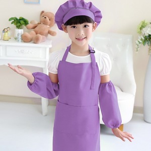 Delantal de seguridad con diseño de dibujos animados para niños, juego de cocina para hornear, delantal para niños con sombrero de chef, pañuelo para la cabeza y cubierta de manga - Product Image 1