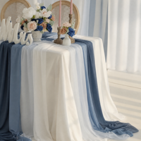 Chemin de table, rideau, draperie et tulle en polyester terylène à motif uni personnalisable, en mousseline plissée transparente, pour mariage et fête d'anniversaire
