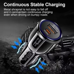 อะแดปเตอร์ชาร์จในรถยนต์ Quick Charge 3.0 ช่องเสียบคู่ USB Type C PD สำหรับอุปกรณ์พกพา - Product Image 3