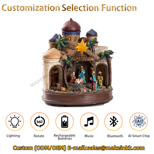 Figurine <span class=keywords><strong>de</strong></span> scène <span class=keywords><strong>de</strong></span> pain d'épices rotative éclairée par LED <span class=keywords><strong>de</strong></span> haute qualité, décoration festive, ornement, affichage <span class=keywords><strong>de</strong></span> bureau <span class=keywords><strong>de</strong></span> vacances, village <span class=keywords><strong>de</strong></span> Noël - Product Image 3