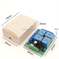 Receptor y Transmisor de Relé de 4 Canales, 12V CC, 10 Amperios, para Puerta de Garaje, Puerta Eléctrica, Control Remoto Inalámbrico Universal de 433Mhz