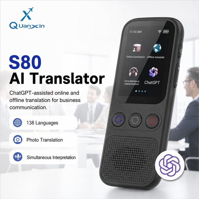 Wholesale S80 ChatGPT Intelligent Online Offline Photo Translator 138 Languages Simultaneous Instant Traductor De Idiomas Device