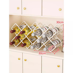 Casier à <span class=keywords><strong>vin</strong></span> en fer rouge, style luxe léger, haut de gamme, moderne et minimaliste, avec grille diamantée inclinée, pour rangement de bouteilles - Product Image 6