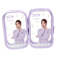Pochette de présentation transparente en PVC, motif dessin animé mignon, étui photo pour idole, trousse de maquillage étanche, sac cadeau pour fans Kpop de poupées de 15 cm