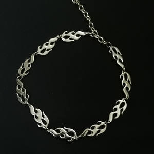 Flame Clavicle Chain <b>Necklace</b> Zinc Alloy Geometric Pendant Daily Wear Harajuku Style Trendy Student <b>Couple</b> Jewelry - Product Image 2