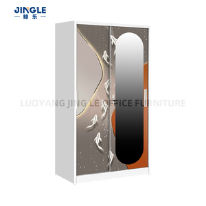 Armoire moderne personnalisée en métal Armoire de rangement en acier avec miroir et 2 portes coulissantes pour chambre à coucher - Product Image 4