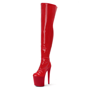 Bottes de danseuse exotique <span class=keywords><strong>pour</strong></span> boîte de nuit, talons hauts de 20 cm, plateforme épaisse, en cuir, chaussures de performance de 8 pouces, bottes cuissardes <span class=keywords><strong>pour</strong></span> femmes - Product Image 4