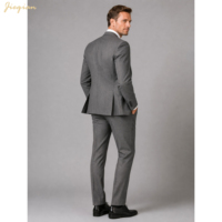 Costume d'affaires sur mesure 3 pièces pour homme, grande taille, en tissu peigné respirant, coupe ajustée avec pantalon à braguette zippée