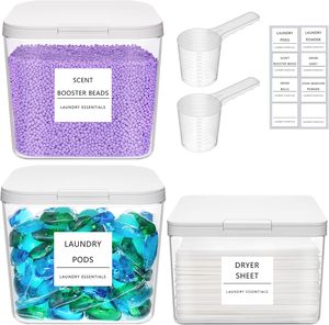 Contenedor de Plástico Transparente Rectangular de Gran Capacidad, Moldeado por Inyección, Paquete de 3, Sellado, para Alimentos, Jabón, Detergente, Mantiene la Frescura - Product Image 1
