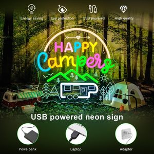 Happy Campers Letreros Neon LED indoor hanging ambient light shop <b>sign</b> wall decoration light entrance indicator light 5V 12V - Product Image 2