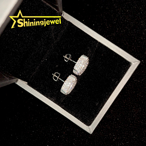 Pendientes de tuerca circulares de 14 mm de gran tamaño, estilo rapero, con incrustaciones de moissanita 925, certificación GRA, pasan la prueba del diamante. - Product Image 4