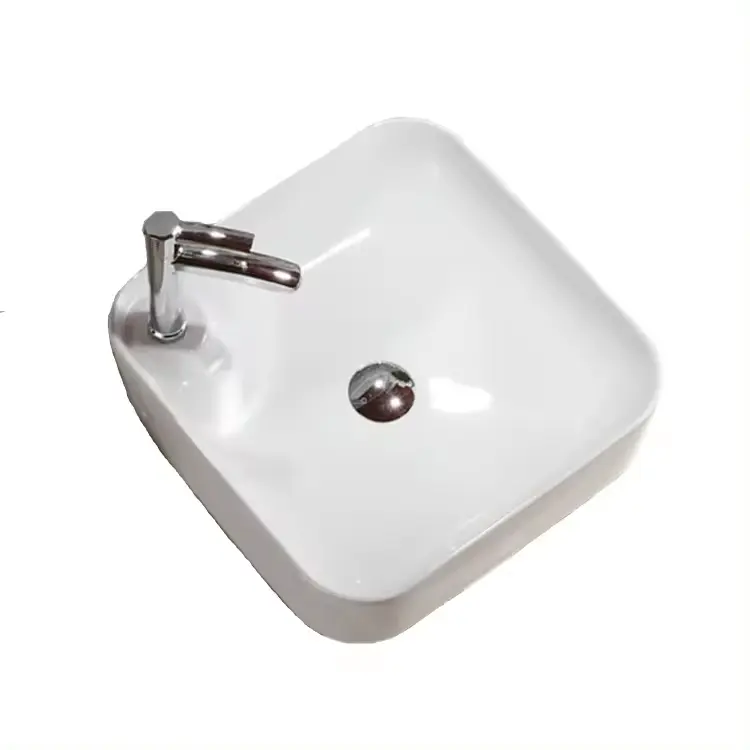 Cubic - Pia de banheiro quadrada para bancada, pia de cerâmica slim para banheiro, cor branca, para lavar as mãos, tamanho pequeno, CUPC