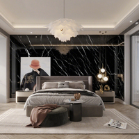 Panneau mural en PVC marbré 3D moderne, ignifuge, insonorisant, 1220x2440mm, plaque décorative pour chambre d'hôtel