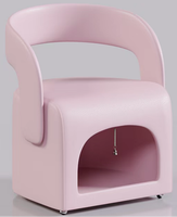 Pouf de luxe rose pour animaux et humains, rembourré avec éponge haute densité et décor cloche, design double usage