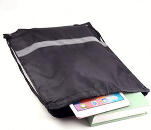 Low MOQ Custom <b>Drawstring</b> Reflective <b>Backpack</b> Black String Bags Cinch Sack <b>Backpack</b> for Team Yoga Sport Gym Traveling - Product Image 3
