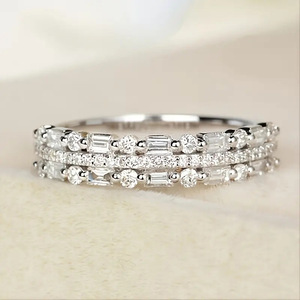 Fashion <b>Rings</b> Three Layer <b>Thin</b> Circle Pave Setting Diamond Women's Party Jewelry White Gold Gold Rose Gold - Product Image 2