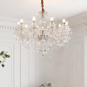 Lustre en cristal de verre de style européen pour salon, restaurant, LED blanc, <span class=keywords><strong>hauteur</strong></span> réglable, 3000K blanc chaud - Product Image 2