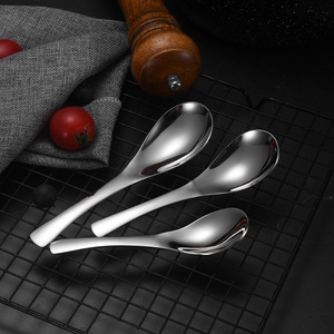 304 Stainless Steel Spoon Deep Chinese Soup Spoon <b>Mirror</b> Polished Durable Household Tableware Large <b>Round</b> Bottom Eating Spoon - Product Image 3