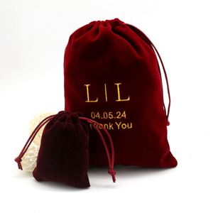 Pochette à bijoux en velours sur mesure avec cordon de serrage et logo brodé, idéale pour les cadeaux et l'emballage de téléphones - Product Image 5