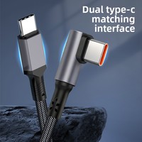 Câble de charge rapide USB-A/USB-C en nylon à coude coudé à 90 degrés de 0,1 m, 60 W, transmission de données, compatible iPhone/Samsung