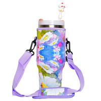 2025 mewah Neoprene cangkir minuman Tumbler olahraga Gym kantong 40 oz botol air Mug pemegang lengan penutup perdamaian pelangi bendera Fashion