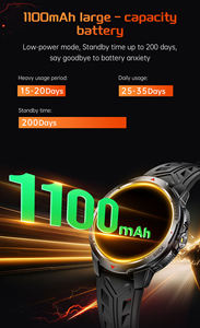 Montre connectée KT88 très vendue, étanche 3ATM, batterie haute capacité 1100mAh, lampe de poche, boussole, modes multisports, unisexe - Product Image 2