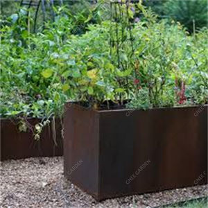 Pots de jardin en métal enduit de poudre personnalisés pour l'extérieur Grands pots de fleurs en acier corten Jardinières de ferme traditionnelle pour centre commercial - Product Image 4