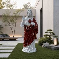 Statue du Sacré-Cœur de Jésus en marbre multicolore, sculptée à la main, sculpture religieuse pour la décoration de jardin d'église catholique