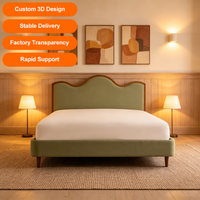 Cadre de lit plateforme en bois de hêtre, style moderne du milieu du siècle, taille Queen, durable, garantie 10 ans, capacité de charge de 1200 lb - Fabrication sur mesure