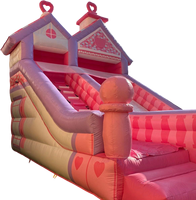 Tente dôme gonflable en PVC de 5 m, thème dessin animé, avec éléments convexes, équipement de divertissement extérieur pour enfants, toboggans colorés en forme d'ammonites