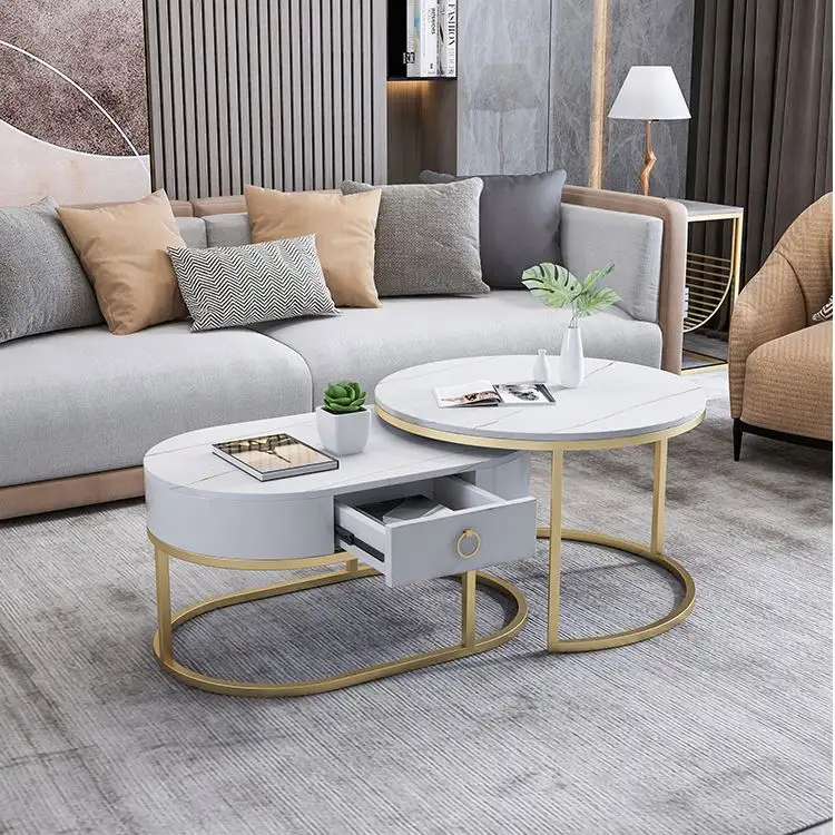 Großhandel Nordic Simple Fashion Luxus Vanity Tea Center Wohnzimmer möbel Schiefer Couch tisch Set