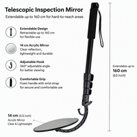 Miroir d'inspection sous véhicule, grand miroir de recherche sous voiture avec longues perches extensibles pour contrôle de sécurité