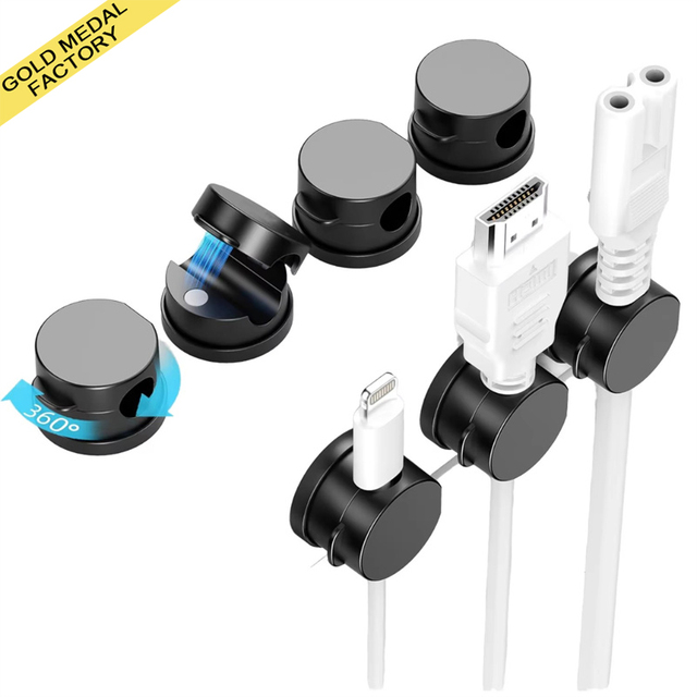 Sleek Detachable Self-Adhesive Wire Organizer Foldable Plastic Magnetic Storage Rotatable Data Cable Manager Functional Flexible