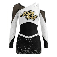 Uniforme de Animadoras de Manga Larga, Spandex Acrílico, Cintura Elástica, Color Brillante, Atuendo Juvenil para Animadoras