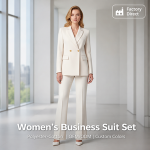 Ensemble de <span class=keywords><strong>tailleur</strong></span> pour femme, tenue de bureau élégante, 2 pièces, col en V, vêtements de travail professionnels formels, ensemble respirant en polyester et coton - Product Image 1