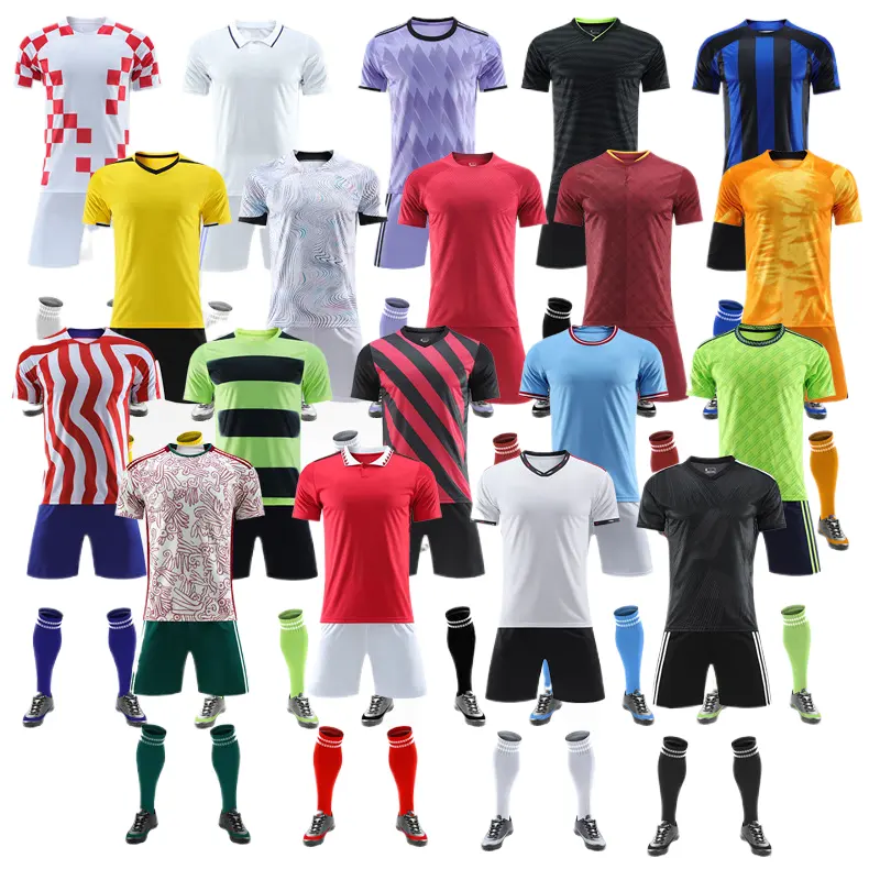 Dernière conception d'uniformes d'équipe de football à impression personnalisée Ensemble complet de survêtements d'entraînement de football Kits de maillot de football 23 24