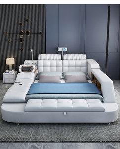 Cama Inteligente de Lujo Tapizada en Cuero, Multifuncional, Tamaño King, Plataforma de Tela Suave, con Almacenamiento y Altavoz de Música IC10488 - Product Image 4